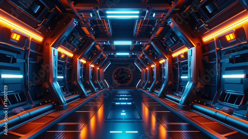 Advanced Sci-fi Hallway or Corridor on an Advanced Spaceship or Space Station © Rajko