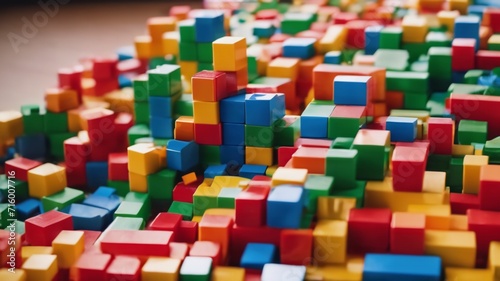 Colorful Toy Blocks for Building Structures, Educational Games for Children.Ai generative