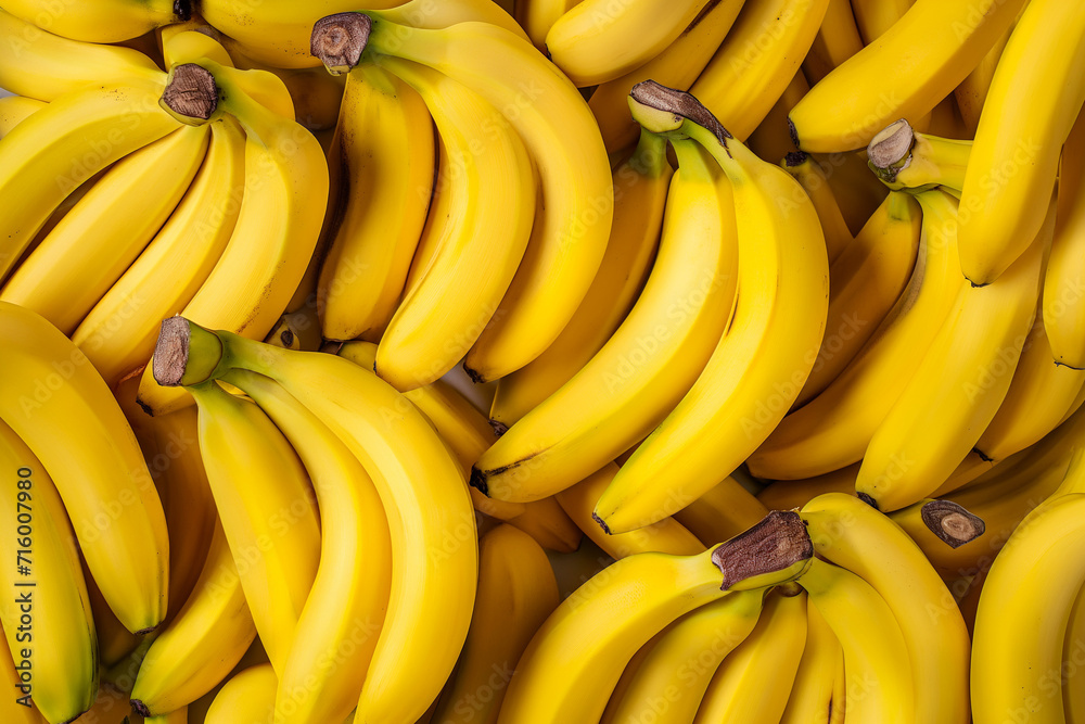 a lot of yellow bananas lying on top of each other, for the background, close up