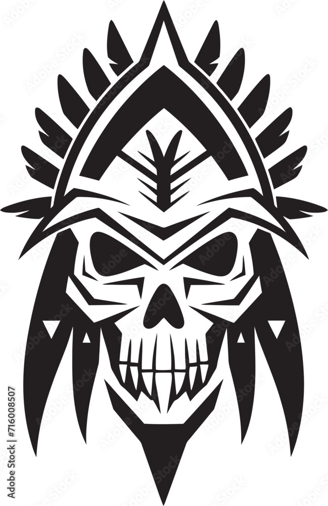 Ancient Elegance Elegant Vector Design for Black Icon Tribal Skull Emblem Spiritual Essence Tribal Skull Mask Lineart Logo in Vector Black Icon