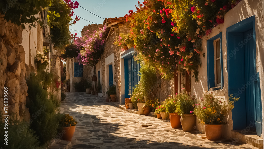Fototapeta premium Beautiful street Greece summer day
