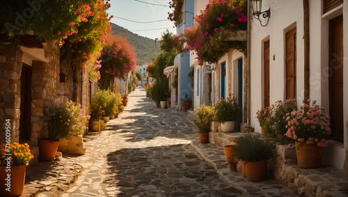Fototapeta Naklejka Na Ścianę i Meble -  Beautiful street Greece summer day