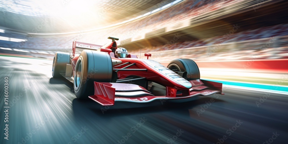 Red and White Racing Car Generative AI Red and White Racing Car Generative AI
