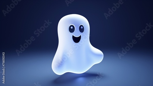 Happy Ghost with Smiley Face Generative AI photo