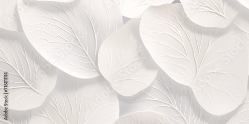 White Leaves on White Background Generative AI