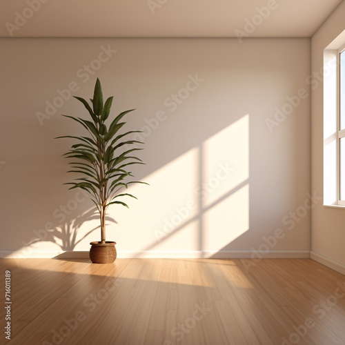 A large potted plant in a room with a window Generative AI