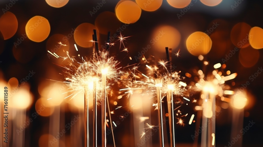 lit sparks with bokeh background