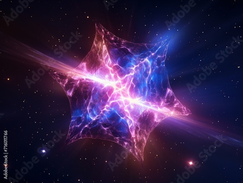 A brightly colored  swirling starburst in a dark sky Generative AI