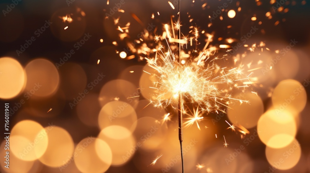 Fototapeta premium Sparkles lit with bokeh background in high resolution and quality. festival concept