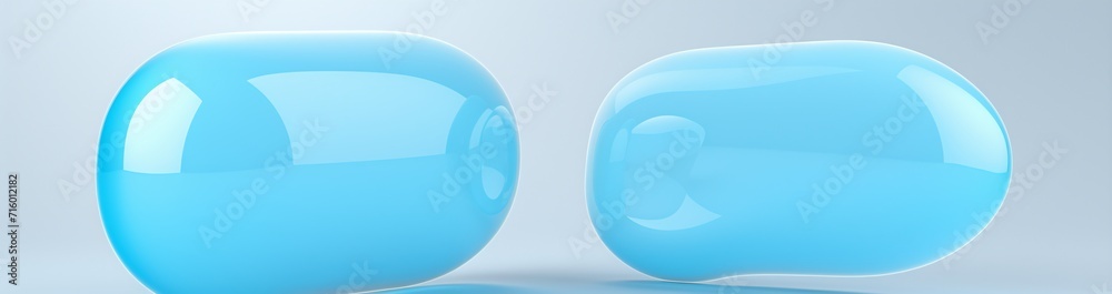 Two Blue Glass Balls on a White Background Generative AI Two Blue Glass Balls on a White Background Generative AI
