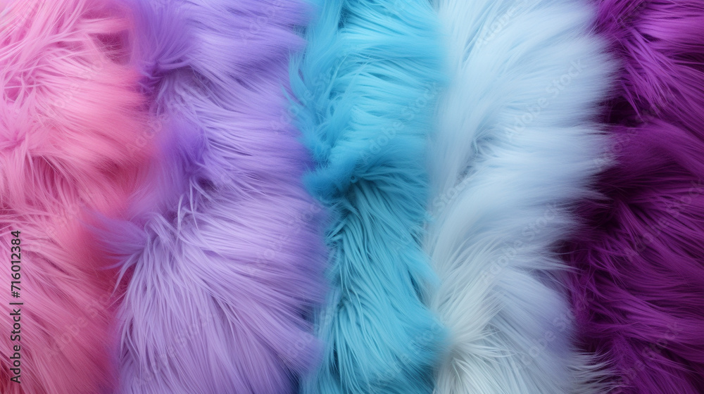 Background with a texture of multicolored fur. Faux fur in various hues.