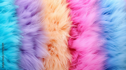 Background with a textured medley of fur in various colors. Synthetic fur with a diverse array of hues.