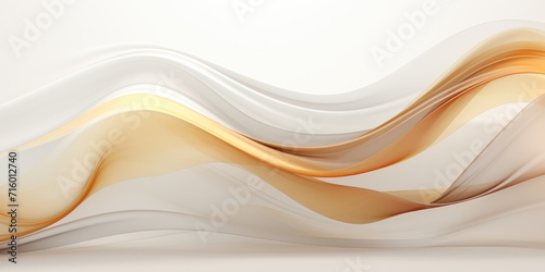 an abstract background with wavy lines and white splatters, in the style of light beige and light amber, subtle tonal shifts, free-flowing lines, light white and light gold © TETIANA