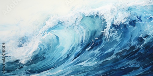 wave over ocean in blue and white, in the style of layered and textured surfaces, dark white and teal, resin, dark white and dark cyan © TETIANA