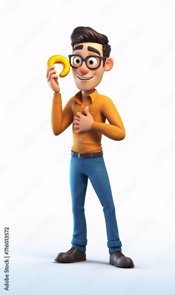 A cartoon character holding a banana Generative AI A cartoon character holding a banana Generative AI