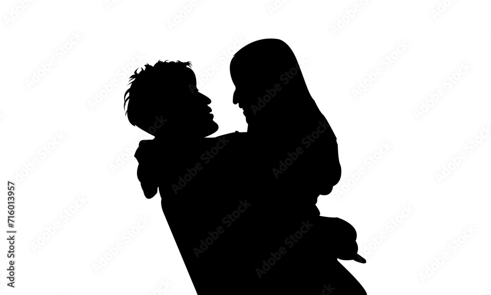 silhouette of a loving couple embracing