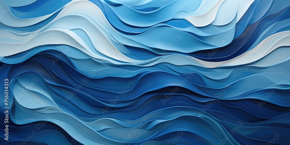 a sculpture showing blue waves, in the style of embossed paper, sophie ...