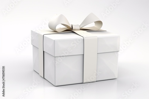 White Gift Box with Bow Generative AI © Bipul Kumar