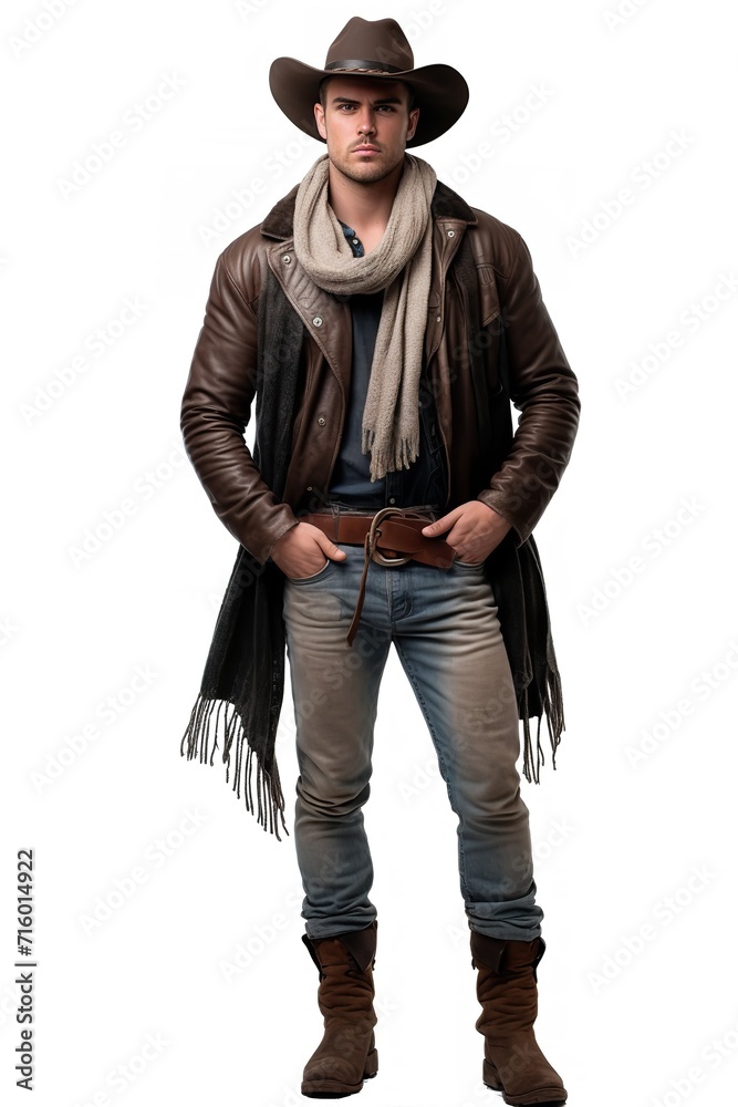 Rugged Cowboy in Western Attire, AI Generated Rugged Cowboy in Western Attire, AI Generated