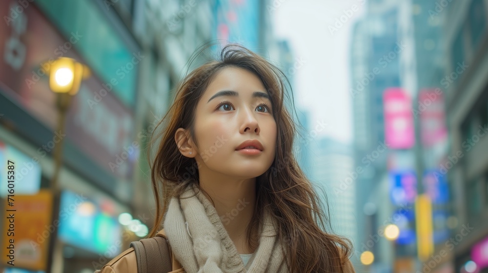 Young beauty Asian woman in urban city Young beauty Asian woman in urban city