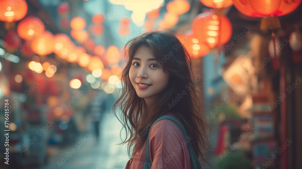 Young beauty Asian woman in urban city