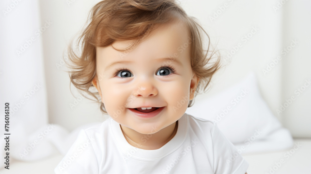Portrait of Happy Smiling Little Baby Indoors