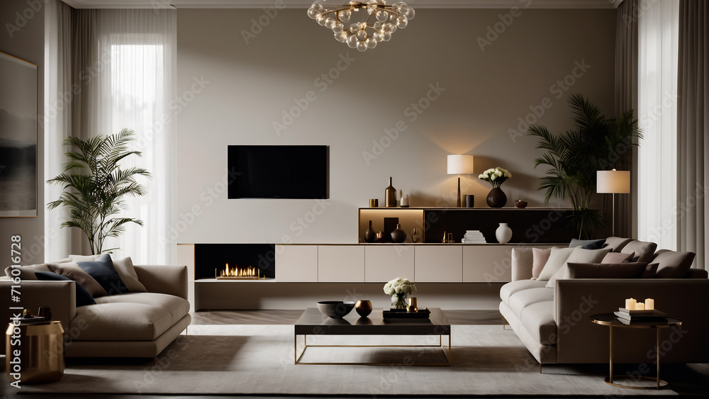 modern living room design , 3d render with stylish furnitures modern living room design , 3d render with stylish furnitures