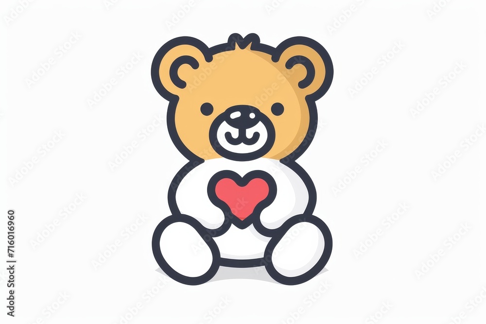 Fototapeta premium A heartwarming illustration of a lovable teddy bear, radiating love and affection with its charming cartoon style drawing
