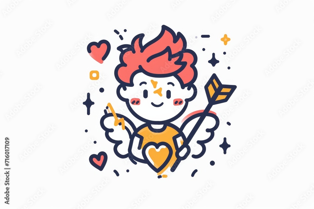A playful cartoon boy proudly displays his hand-drawn arrow, showcasing his love for art and imagination A playful cartoon boy proudly displays his hand-drawn arrow, showcasing his love for art and imagination