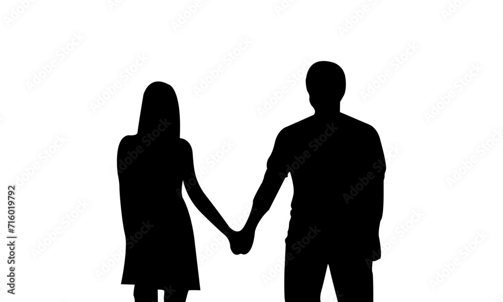 silhouette of a loving couple holding hands