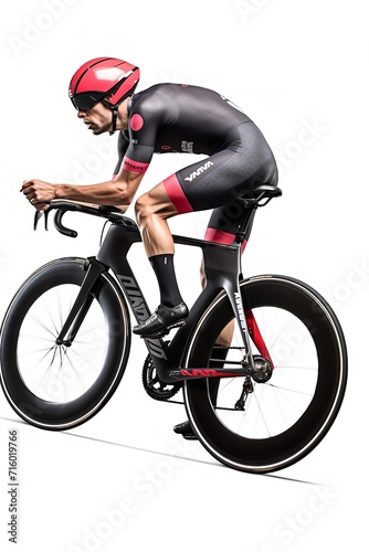 Dynamic Male Cyclist Racing on Bike, AI Generated