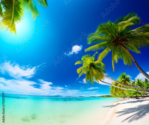 Idyllic tropical beach, bright day