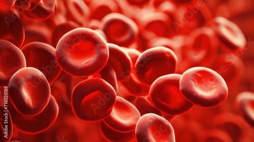 Red blood cells in vessels, microscopic image
