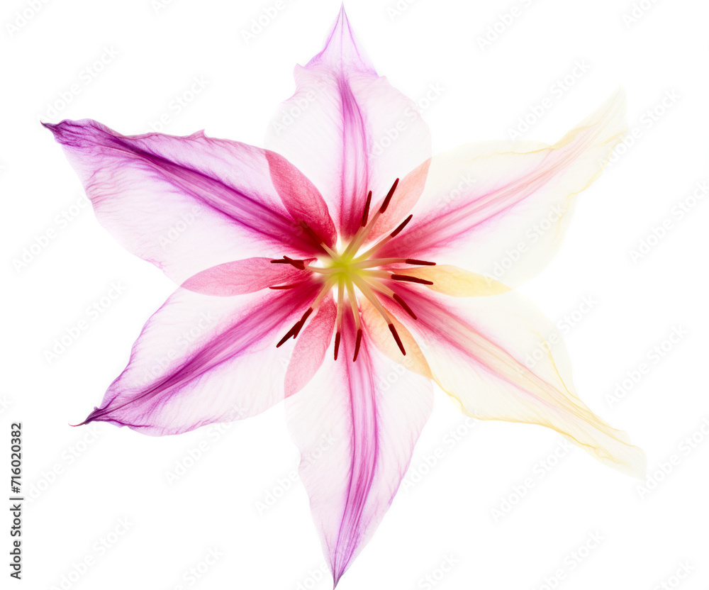 Translucent multi-colored flower isolated on white background