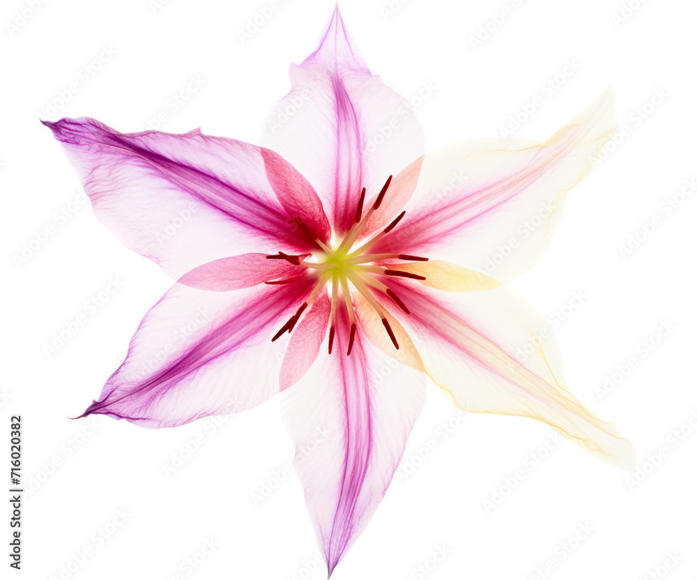 Translucent multi-colored flower isolated on white background Translucent multi-colored flower isolated on white background