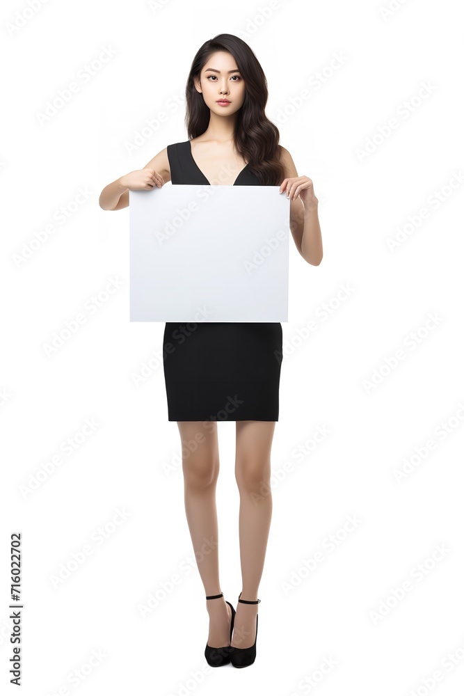Asian Female Model with Blank Sign, AI Generated Asian Female Model with Blank Sign, AI Generated