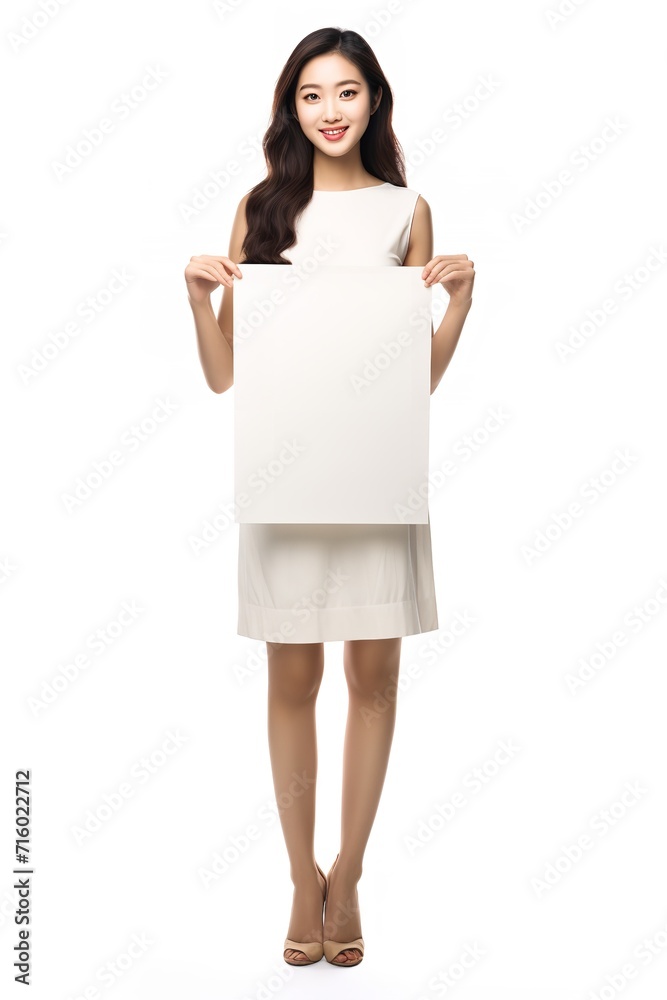 Asian Female Model with Blank Sign, AI Generated Asian Female Model with Blank Sign, AI Generated