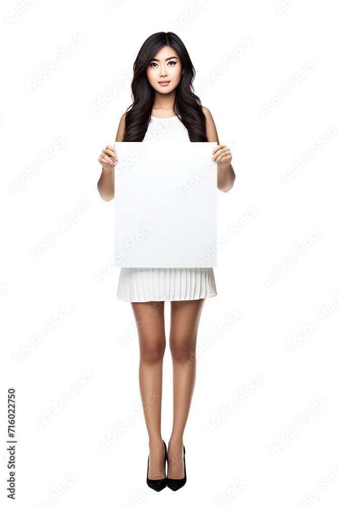 Asian Female Model with Blank Sign, AI Generated Asian Female Model with Blank Sign, AI Generated