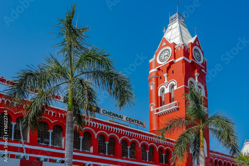 Chennai, India. View of Chennai Central railway station in sunny day. photo