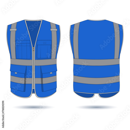 Hi-Vis safety vest mockup front and back view. Vest workwear