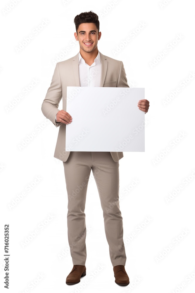 Hispanic Male Model with Blank Sign, AI Generated Hispanic Male Model with Blank Sign, AI Generated