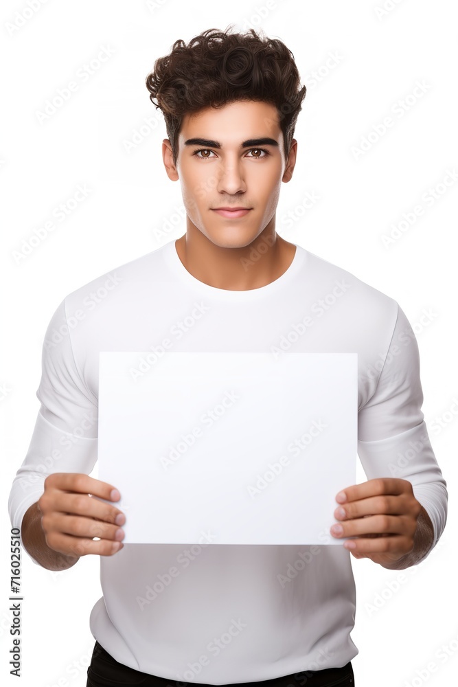 Hispanic Male Model with Blank Sign, AI Generated Hispanic Male Model with Blank Sign, AI Generated