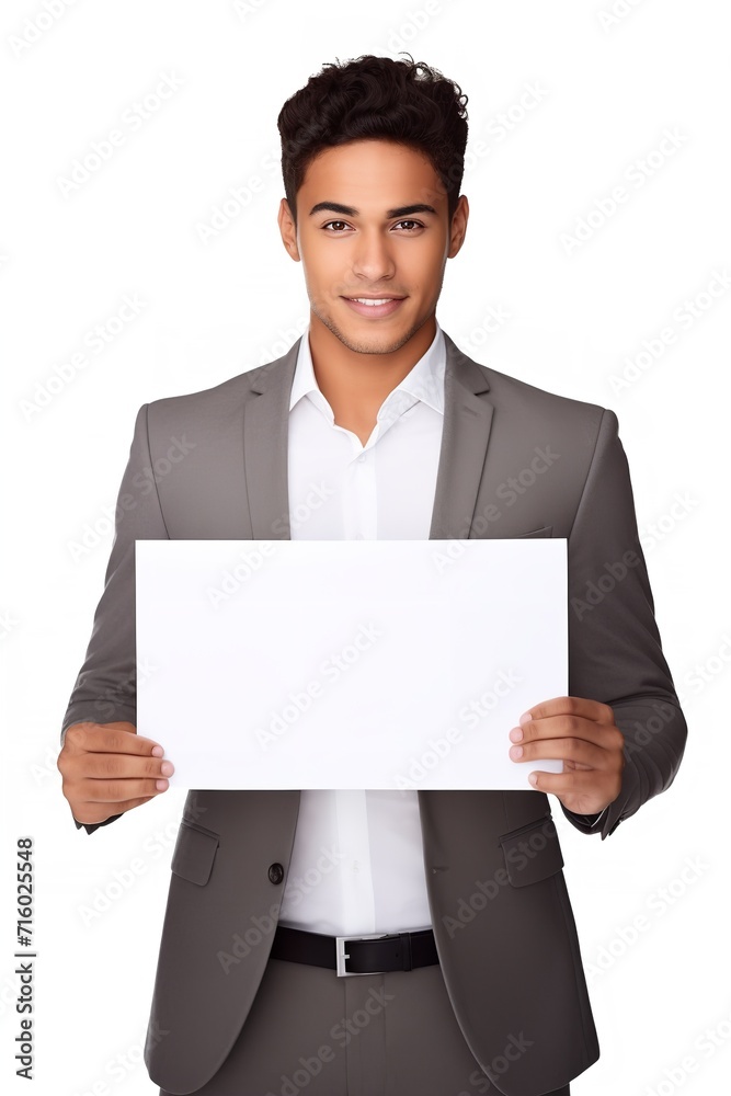 Hispanic Male Model with Blank Sign, AI Generated Hispanic Male Model with Blank Sign, AI Generated