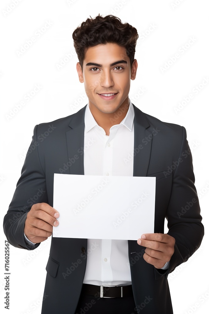 Hispanic Male Model with Blank Sign, AI Generated Hispanic Male Model with Blank Sign, AI Generated