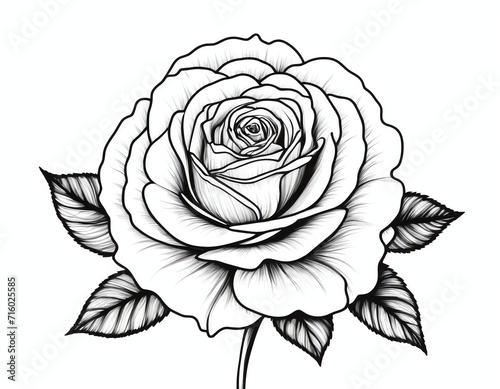 a rose for coloring page, greeting cards, posters, or social media