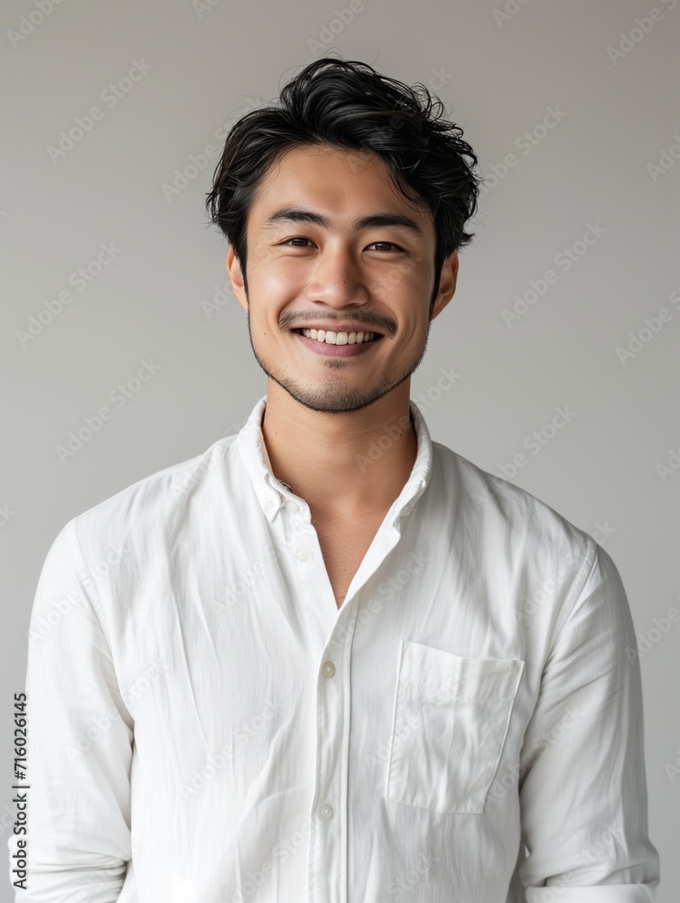 Portrait of young handsome Asian man smiling and looking camera with confidence. Portrait of young handsome Asian man smiling and looking camera with confidence.