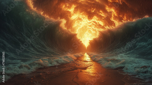 Biblical Miracle: God Parting the Black Sea for the Exodus of the Israelites © Daniel