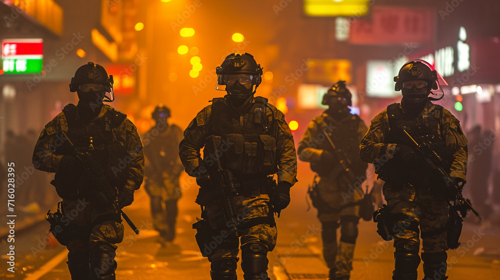 National Security Special Forces carrying out an armed attack, apprehending criminals National Security Special Forces carrying out an armed attack, apprehending criminals