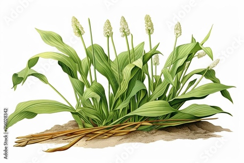 Illustration of a plantain herbaceous plant. Generative AI photo