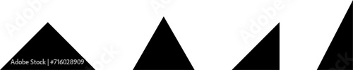 Basic Solid Black Triangle Geometrical Shape Icon Set. Vector Image.